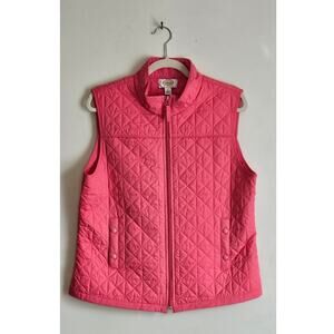 Talbots Quilted Vest, Pink,Sz L